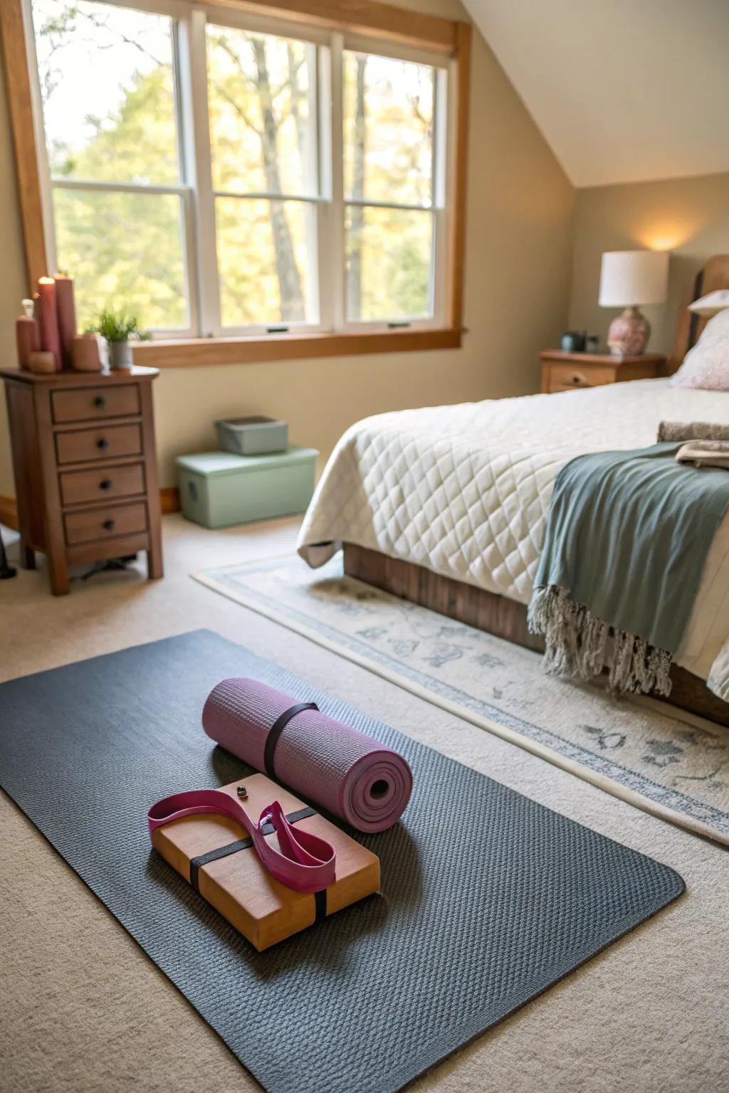 A wellness area provides a tranquil escape within your bedroom.