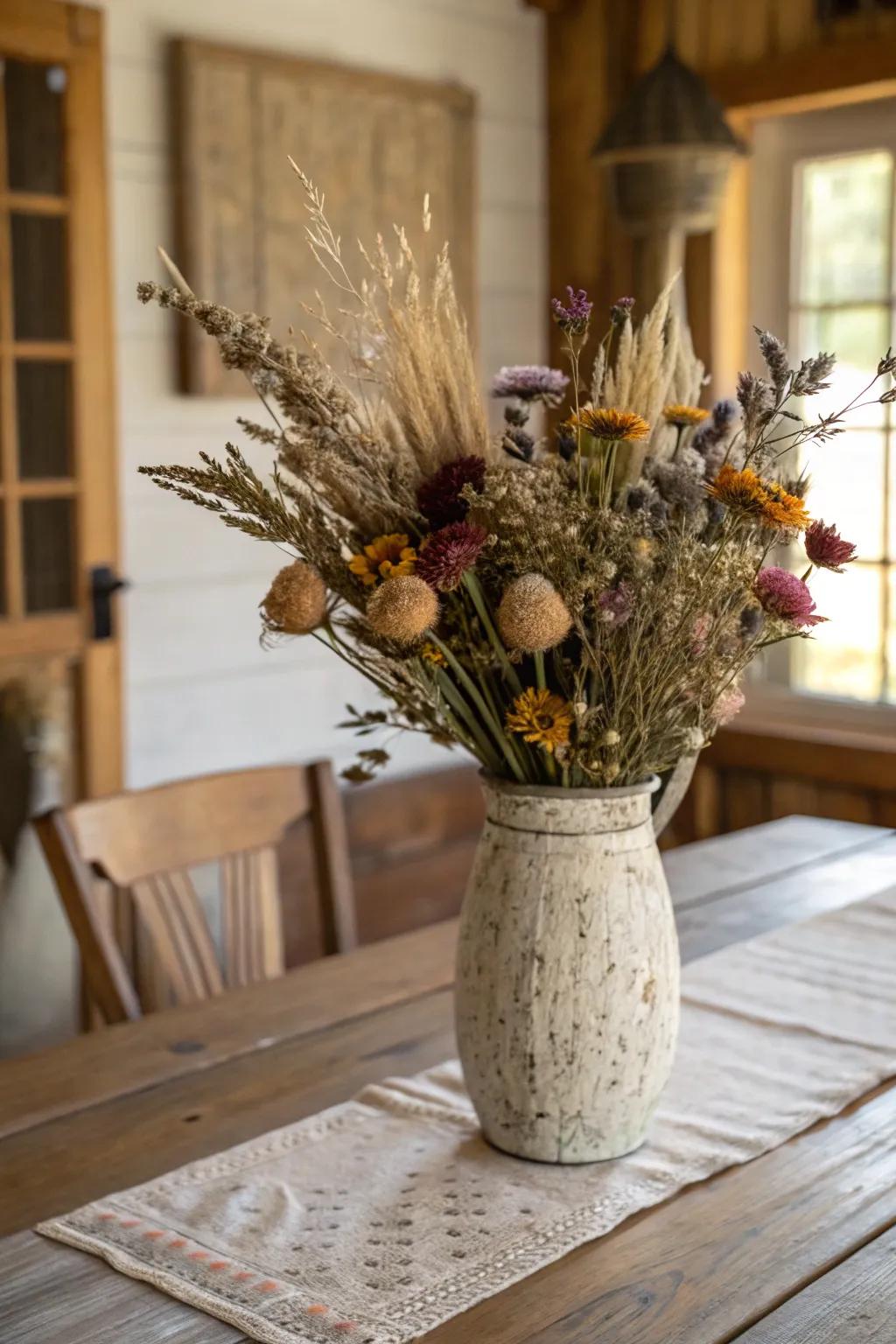 Dehydrated bouquets are timeless and enduring.