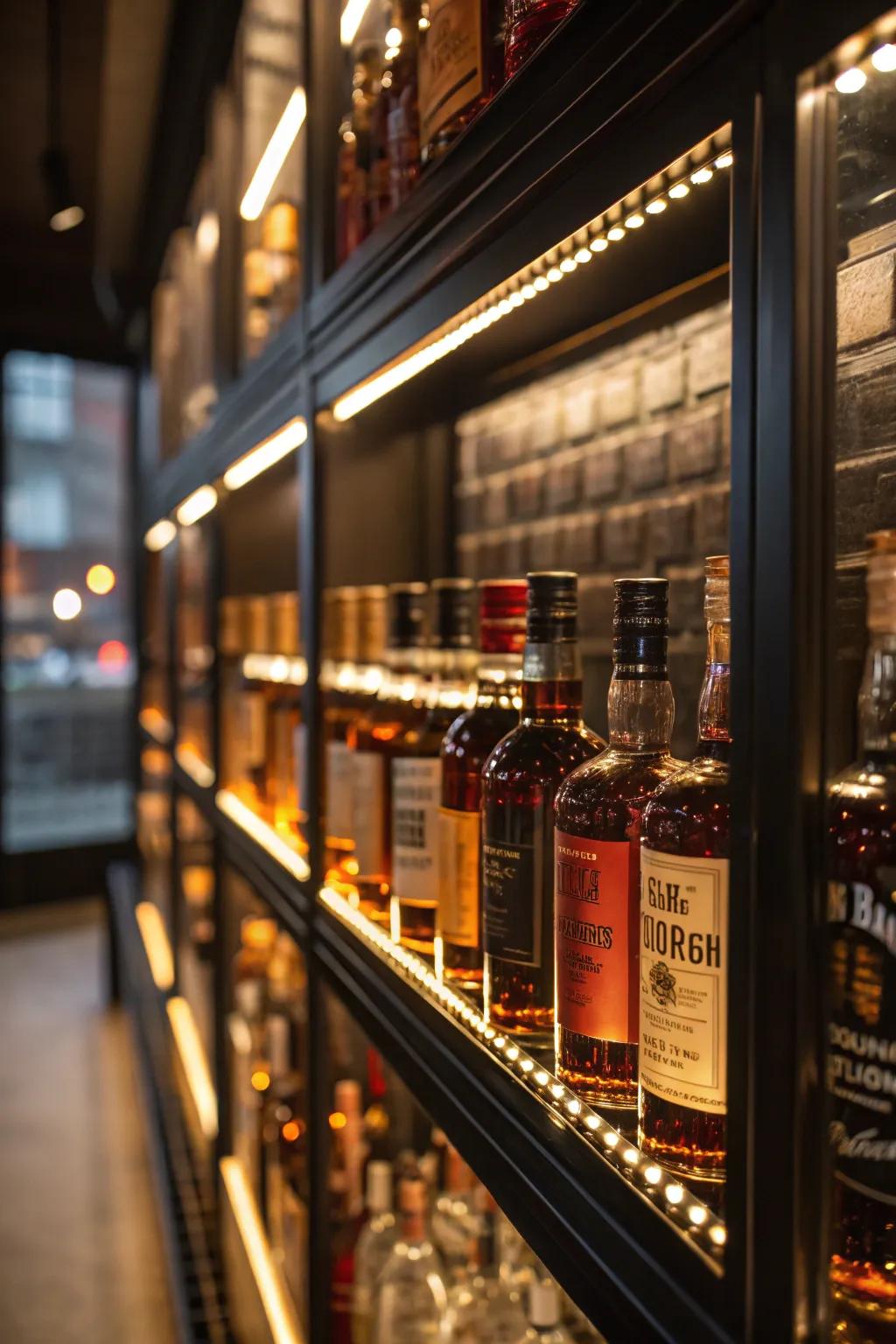 A lit display container accentuates your finest nectar bottles.