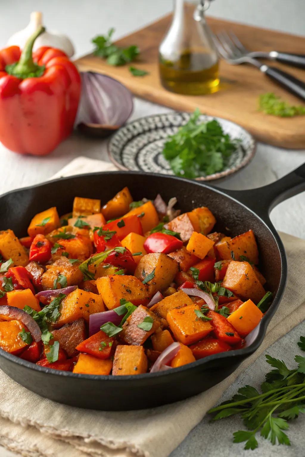 Sweet potato hash: a hearty and vibrant brunch dish.