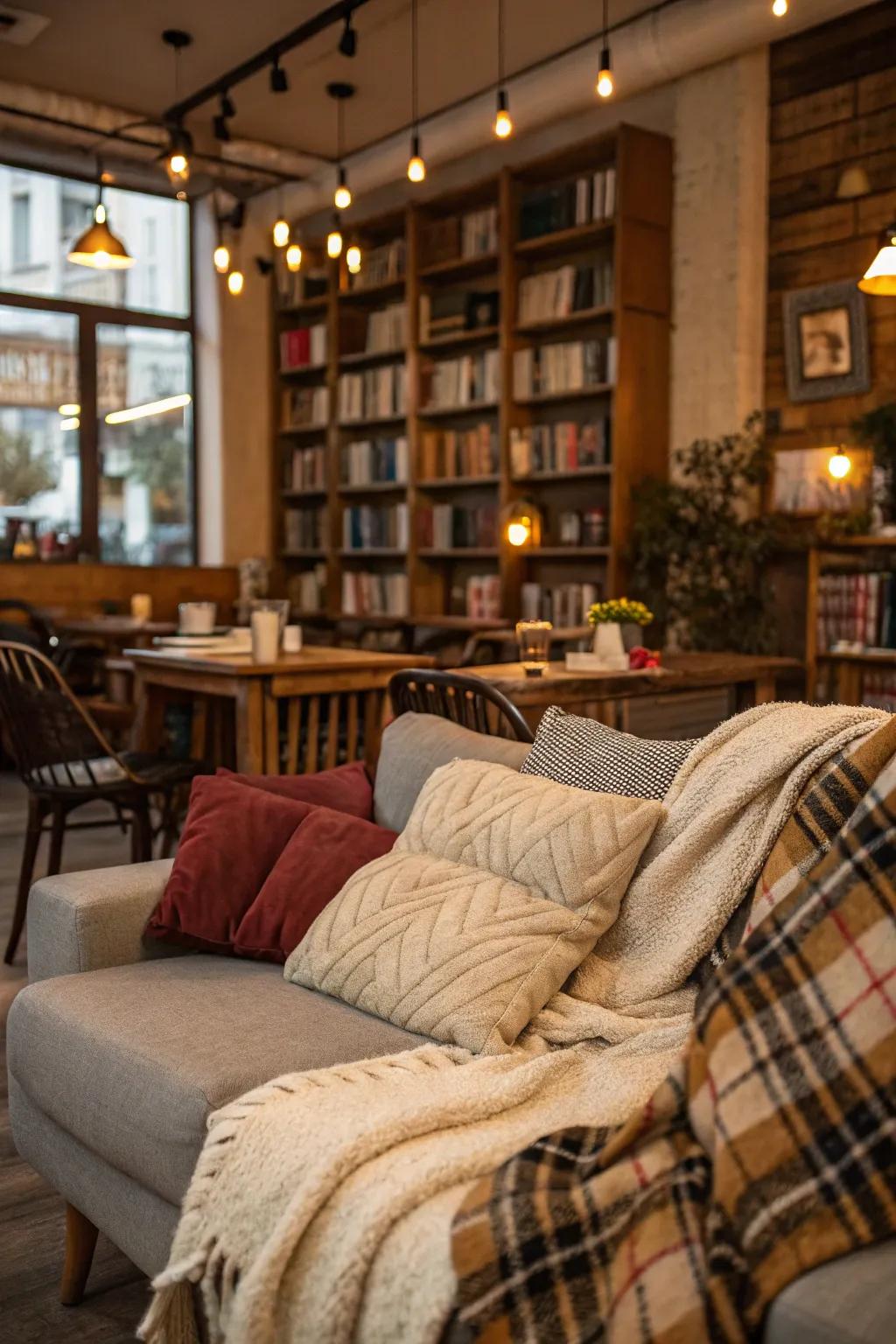 Cozy corners add warmth and comfort to your home cafe.