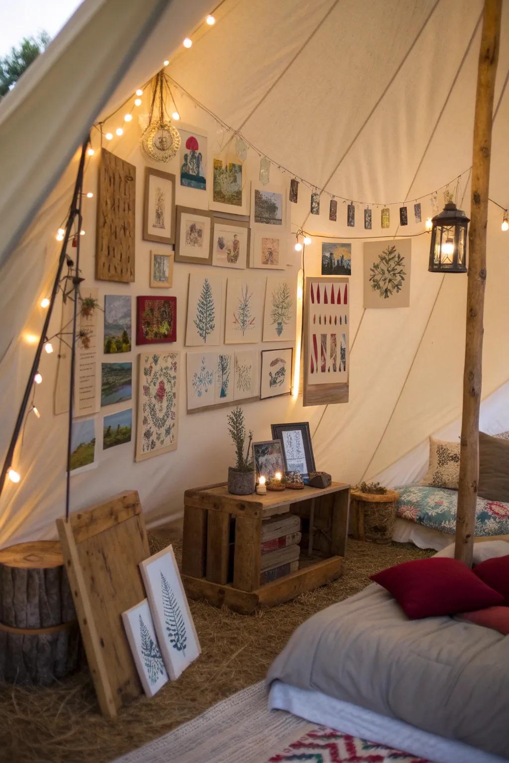 Inspire creativity with artsy shows inside your tent.