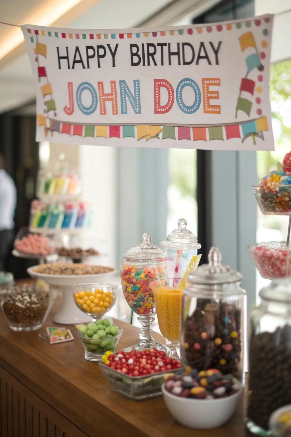 A personalized pennant introduces a special and inviting sensation.