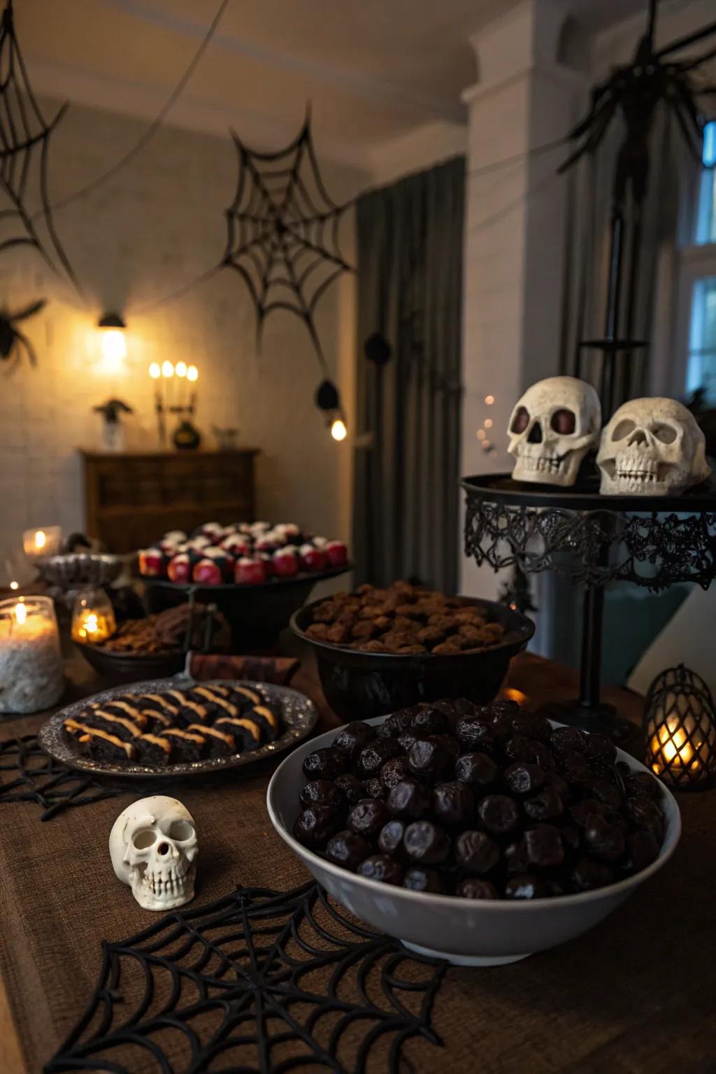 A spooky confectionery display for Halloween festivities.