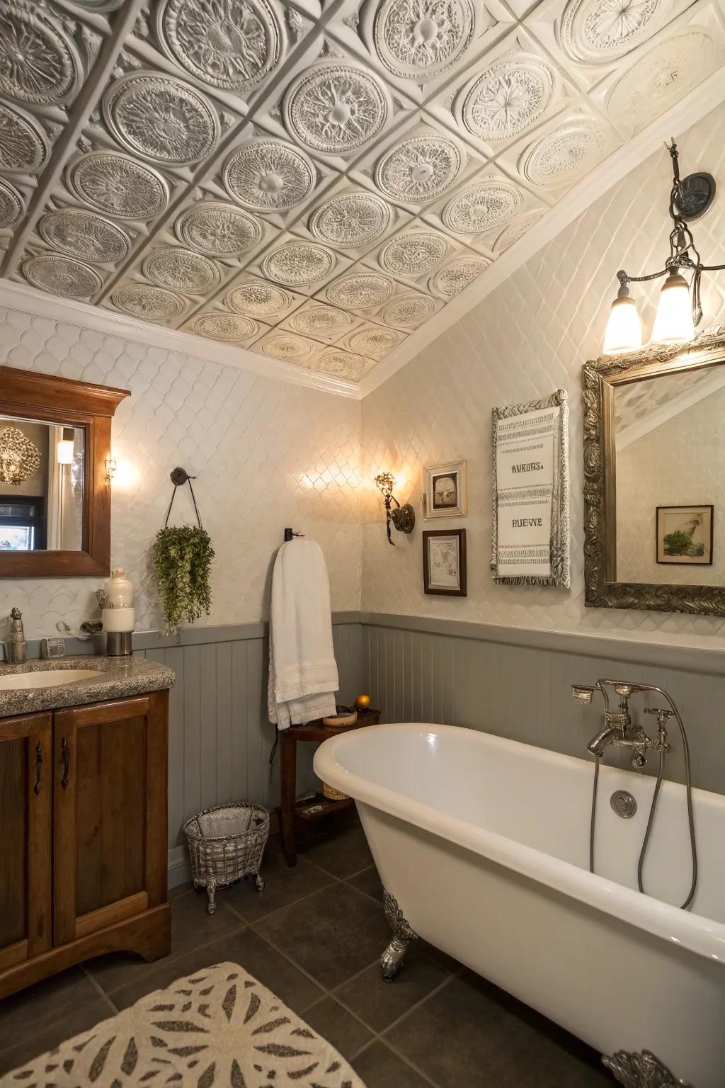 Ornamental squares change ceilings using retro charm and style.