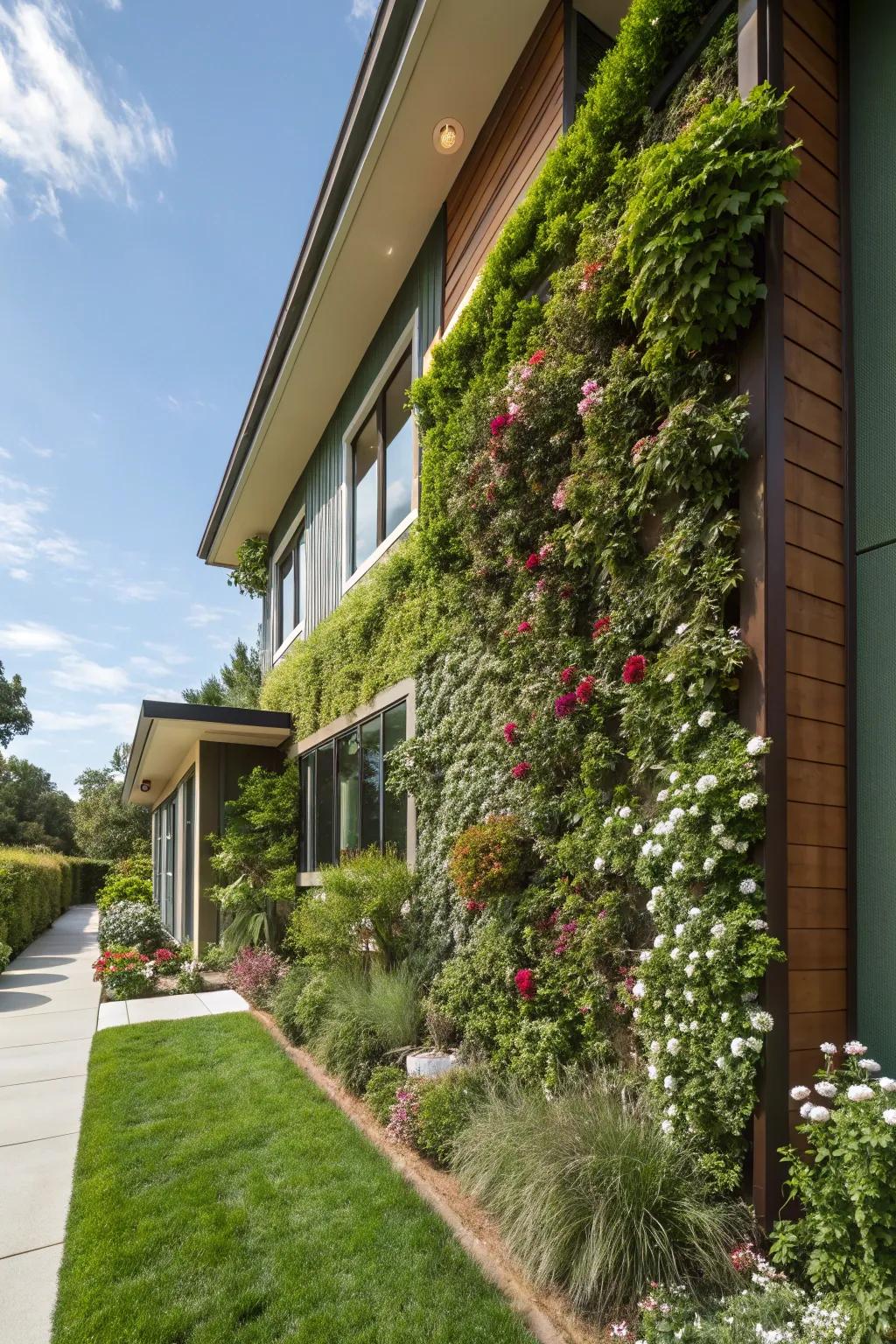 Vertical garden siding integrates nature into your home.