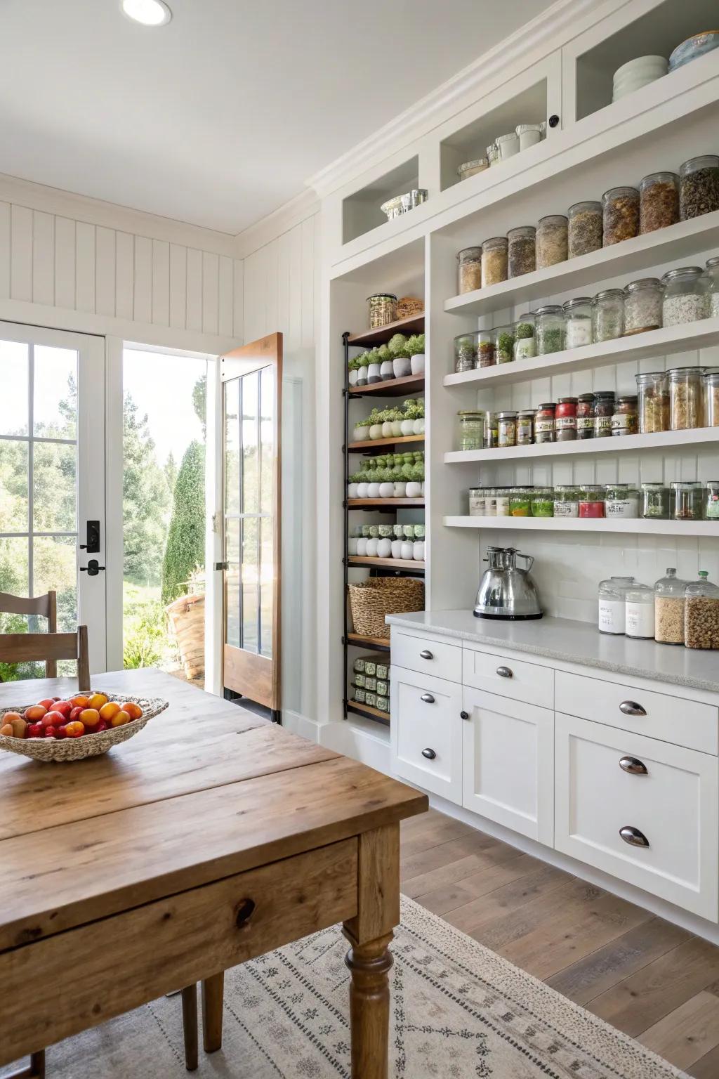 A walk-in storage area providing ample storage and organization.
