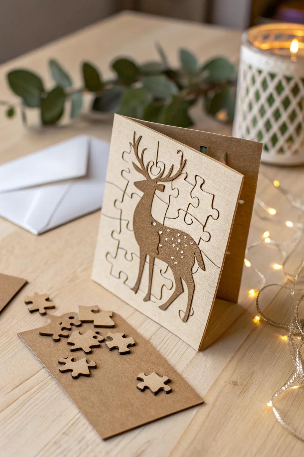 Engage your loved ones using a charming Christmas puzzle greeting that brings joy and creativity together.