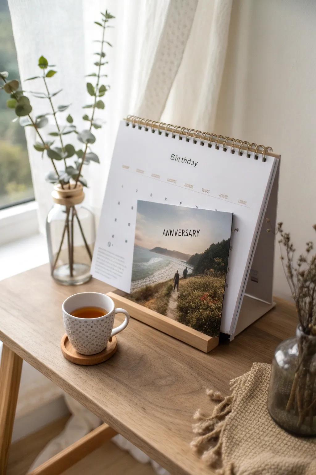 Elevate your gift-giving with a bespoke planner that captures cherished memoirs and significant dates in a beautifully minimalist panache.