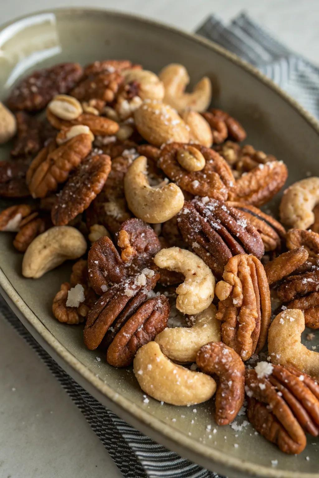 Appetizing roasted nut selection for a balanced taste.