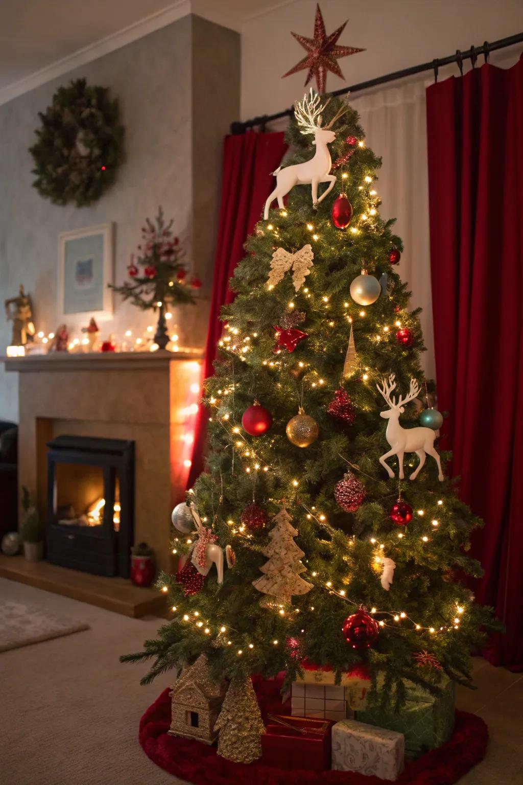 A magical imaginary forest-themed Christmas tree.