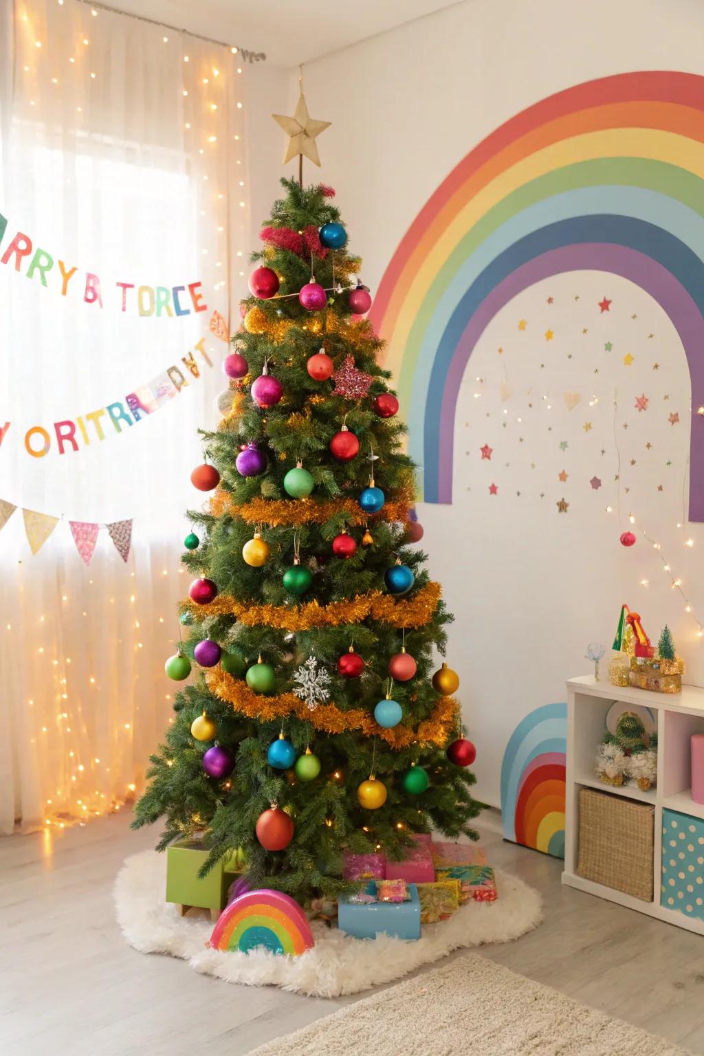 A spectral burst theme infuses vibrant joy into your festive decor.