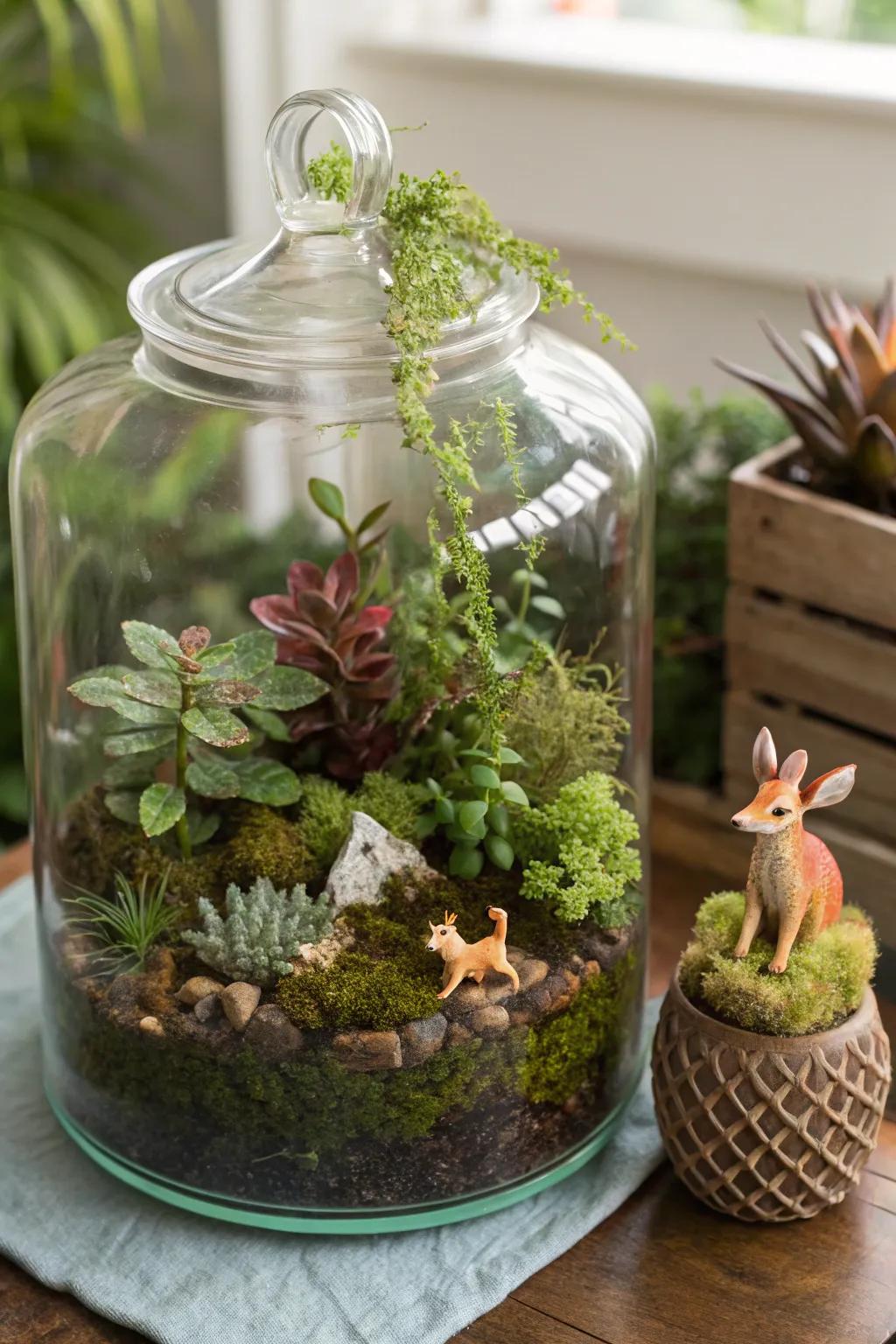 An enclosure accentuated with an ingenious twist, thereby showcasing sportive miniature figures.