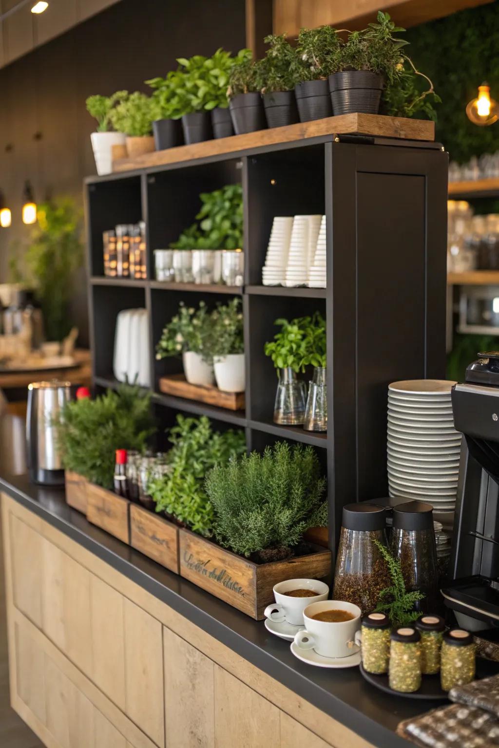 Verdure that conveys a refreshing innate constituent to the java bar.
