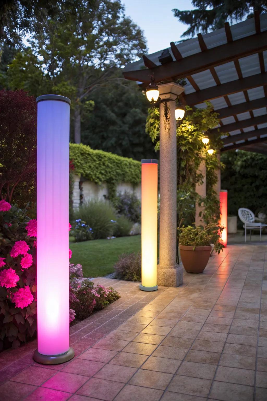 Change areas with colorful lighting accents.