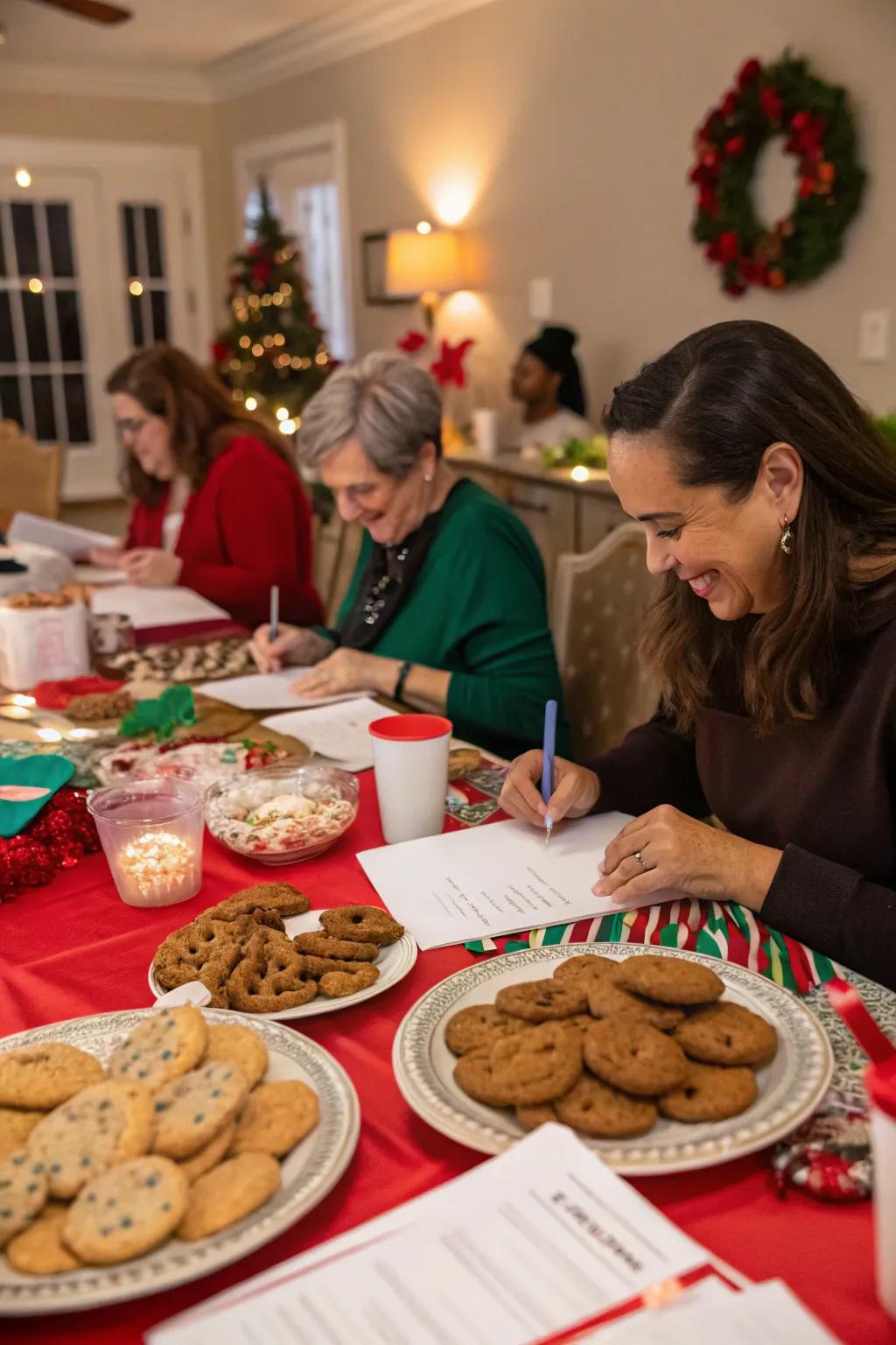 Guests enjoying a cookie-themed quiz.
