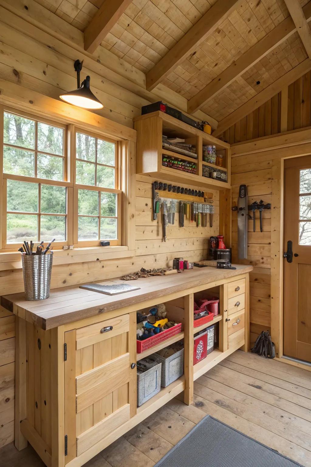 A homey workshop designed for functional projects.