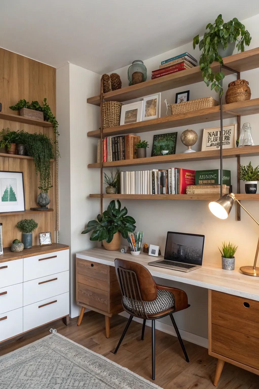 Shelving unites function and flair in your workspace.