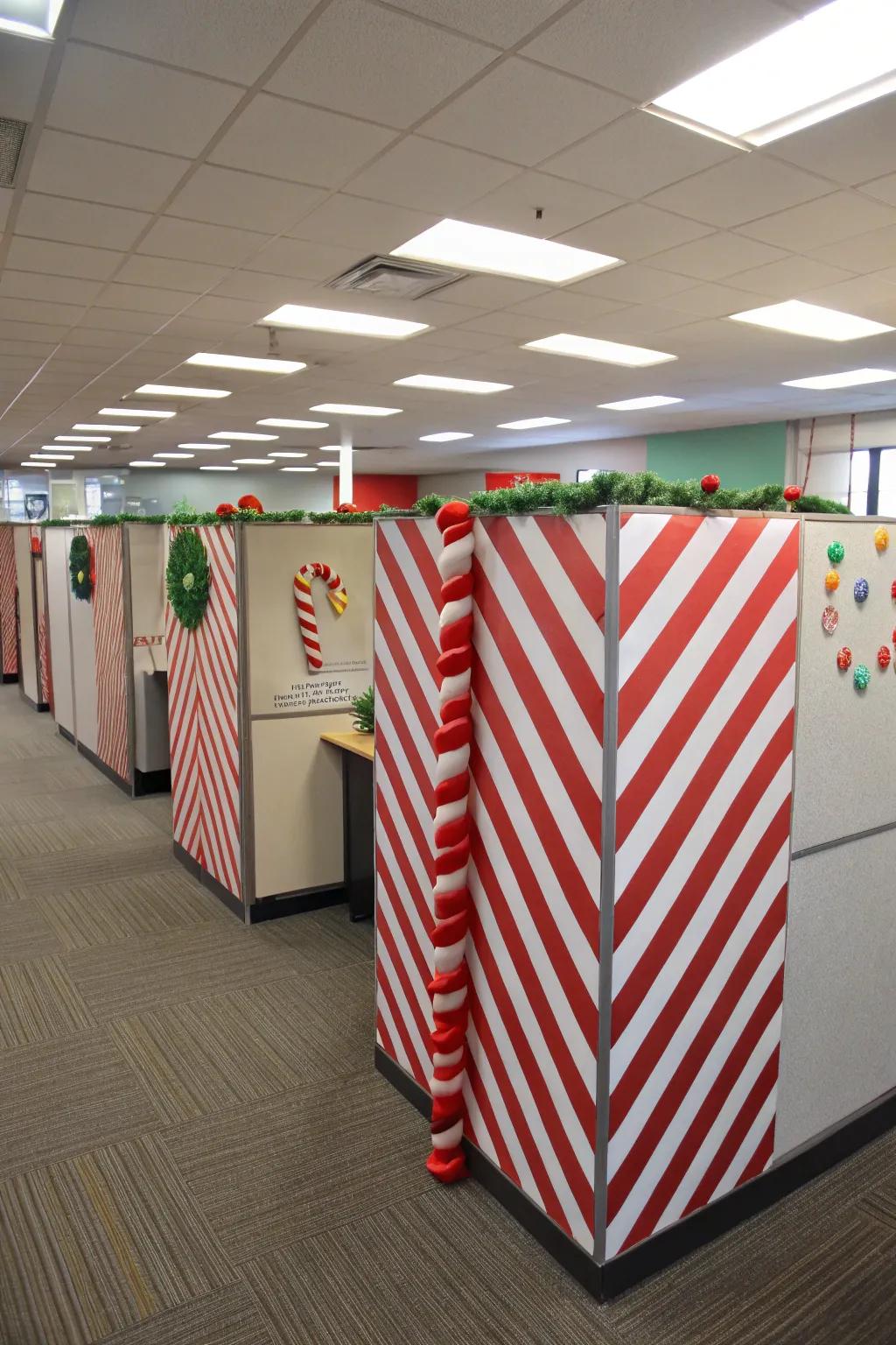 Transform your cubicle into a striped sweets lane for celebratory amusement.