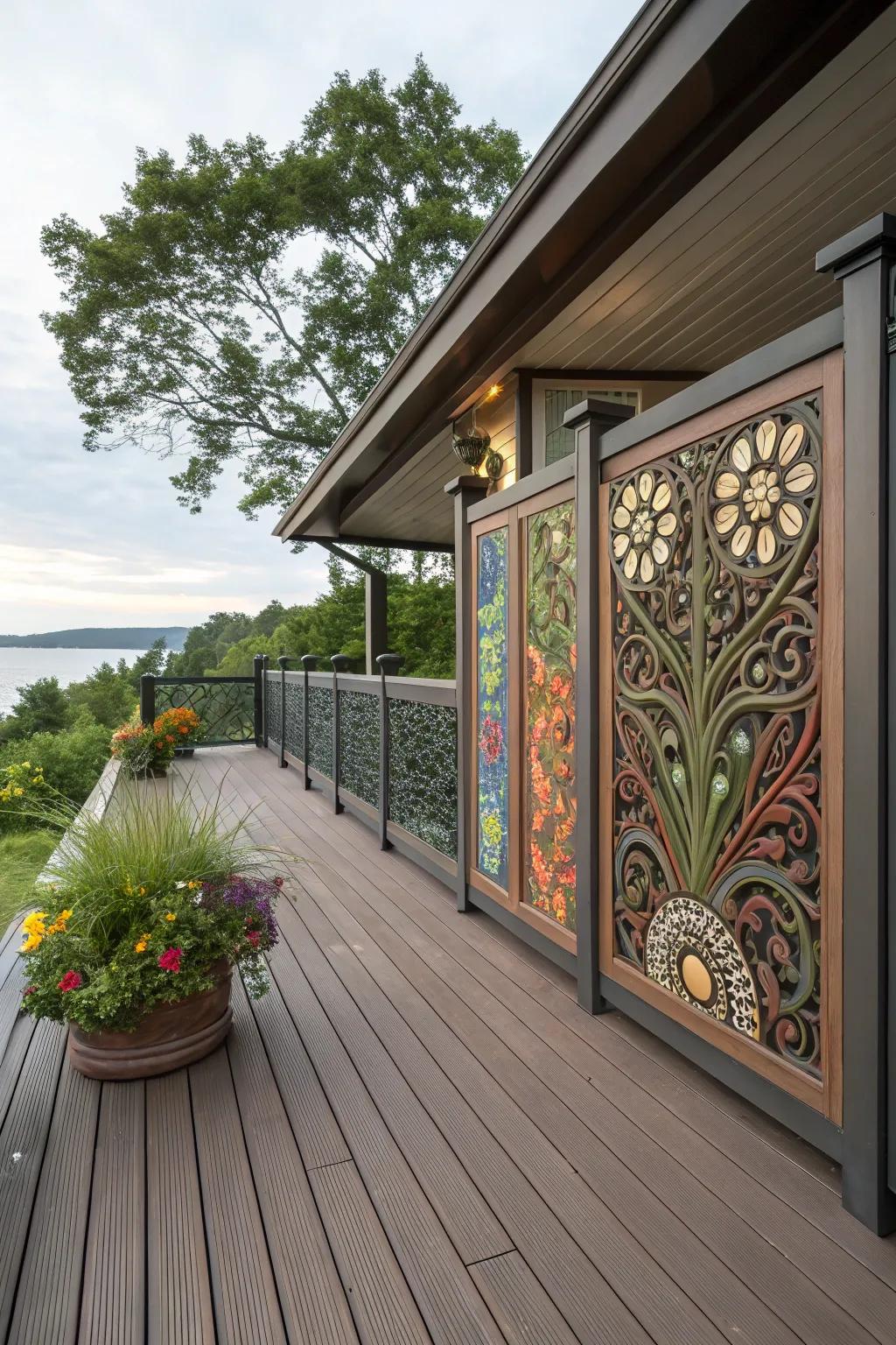 Artistic canvas as fascia turn your deck into a personal masterpiece.