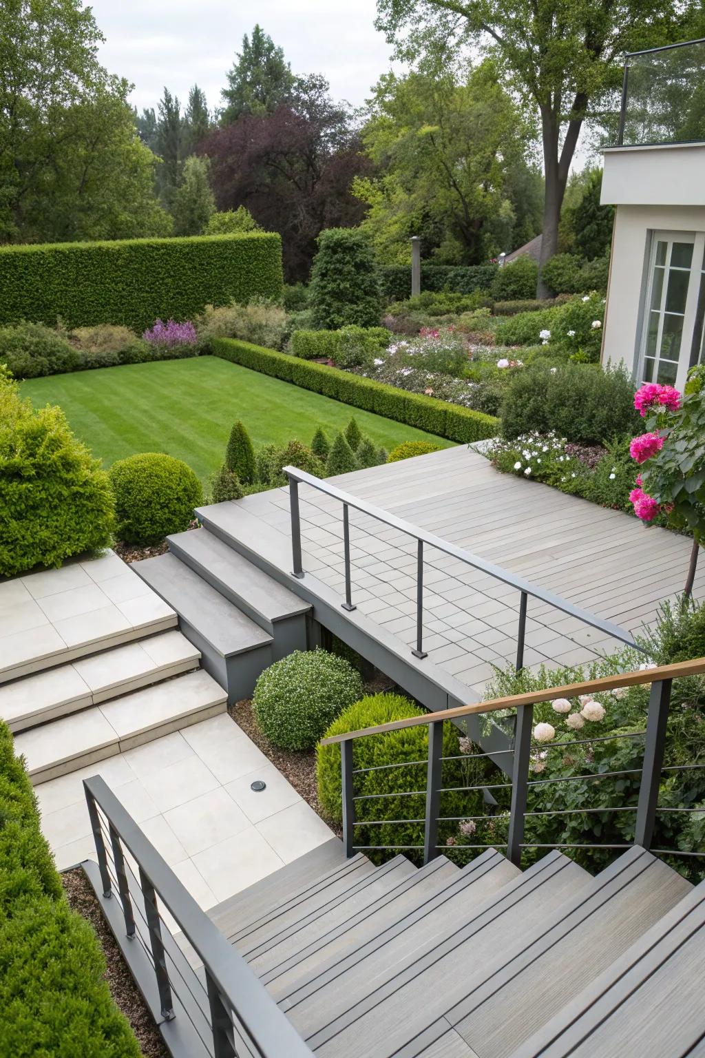 Add a sense of magic with soaring deck steps.