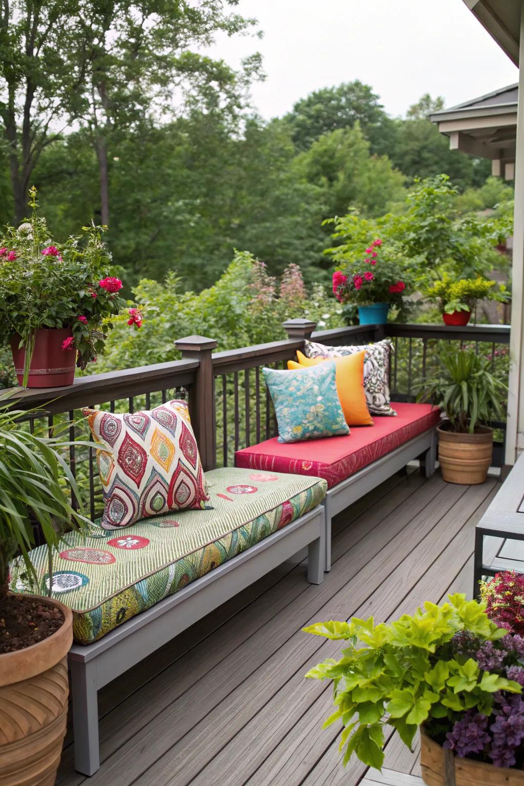 Bespoke cushions add comfort and style to your deck benches.