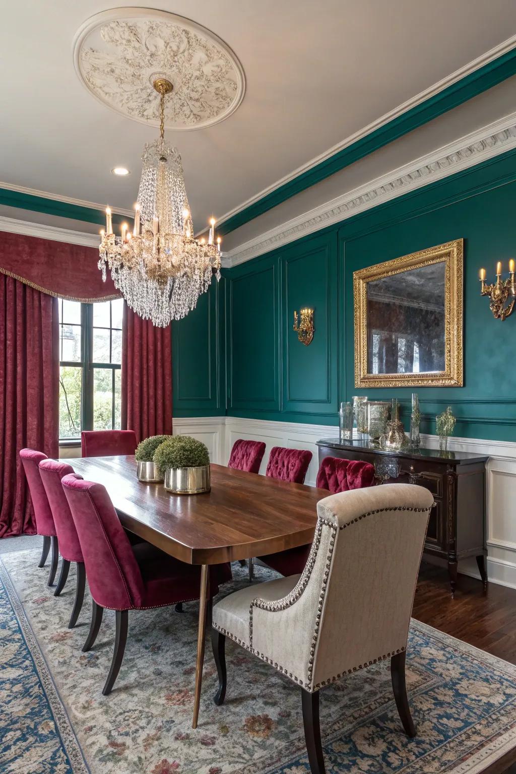 Vibrant gem tones inject luxury and depth.