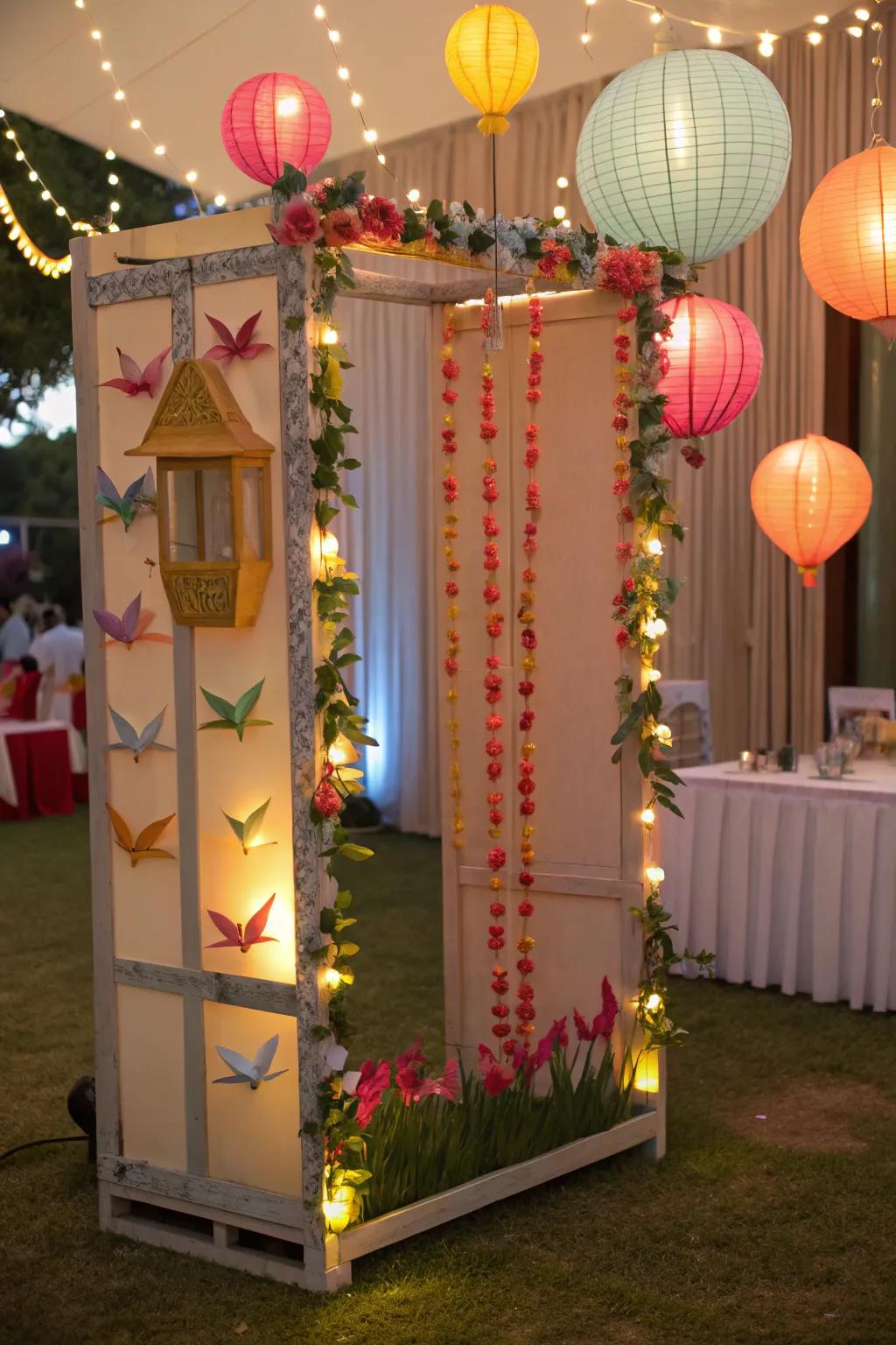 Ingenious paper craft decorations adding a unique charm to the booth.