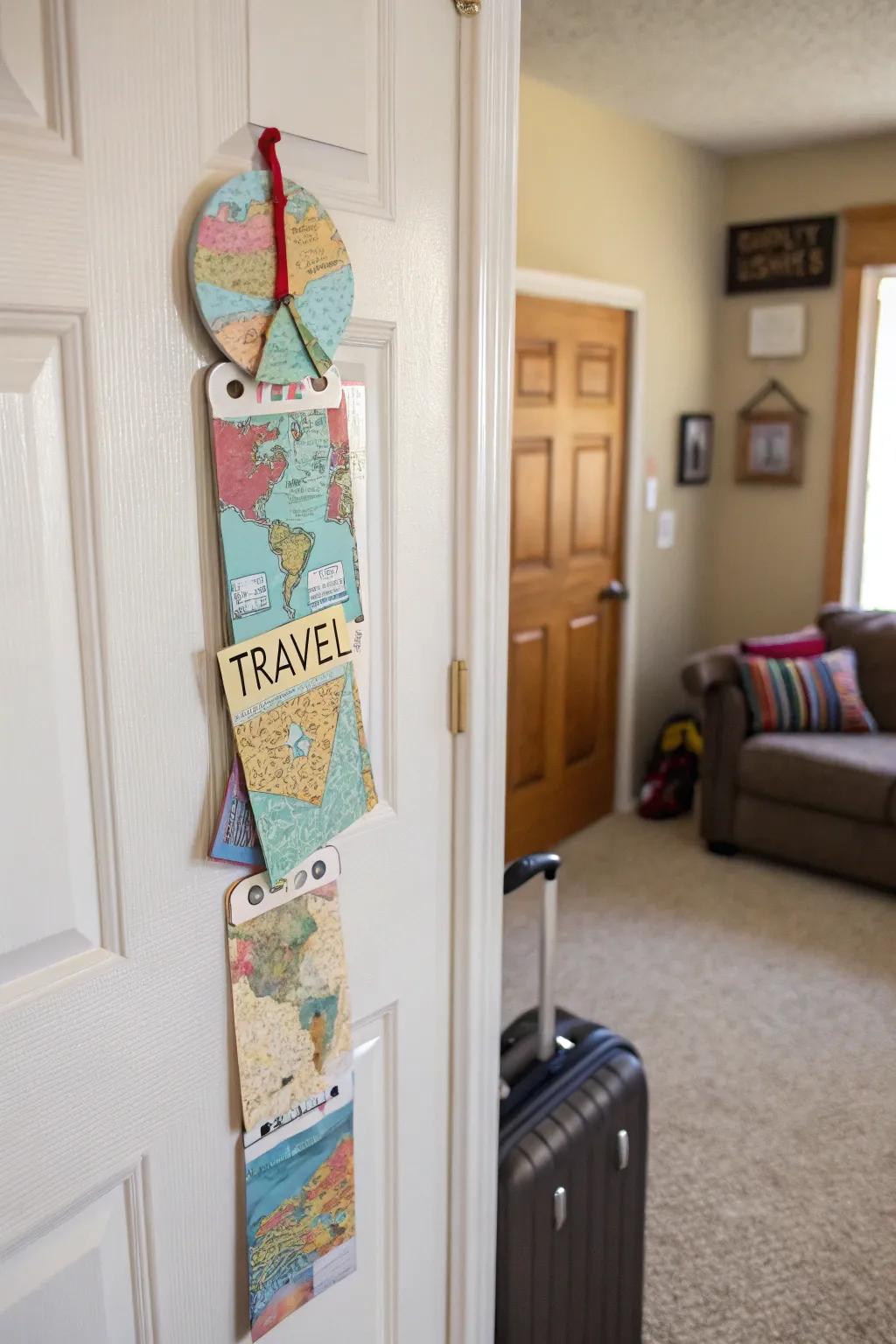 Inspire wanderlust with a travel-themed door adornment.