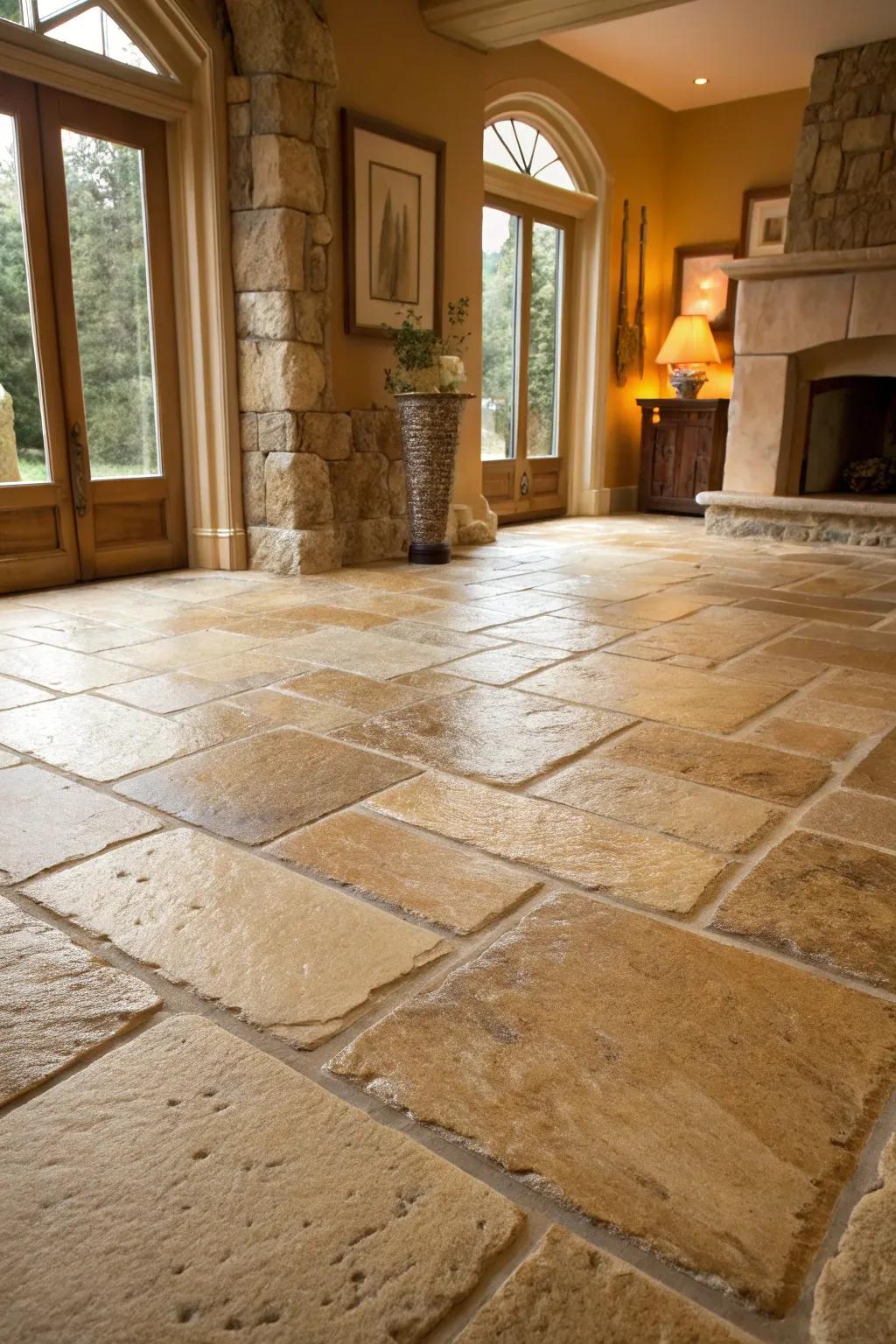 Area showcasing innate pebble tiles for a luxurious hint.
