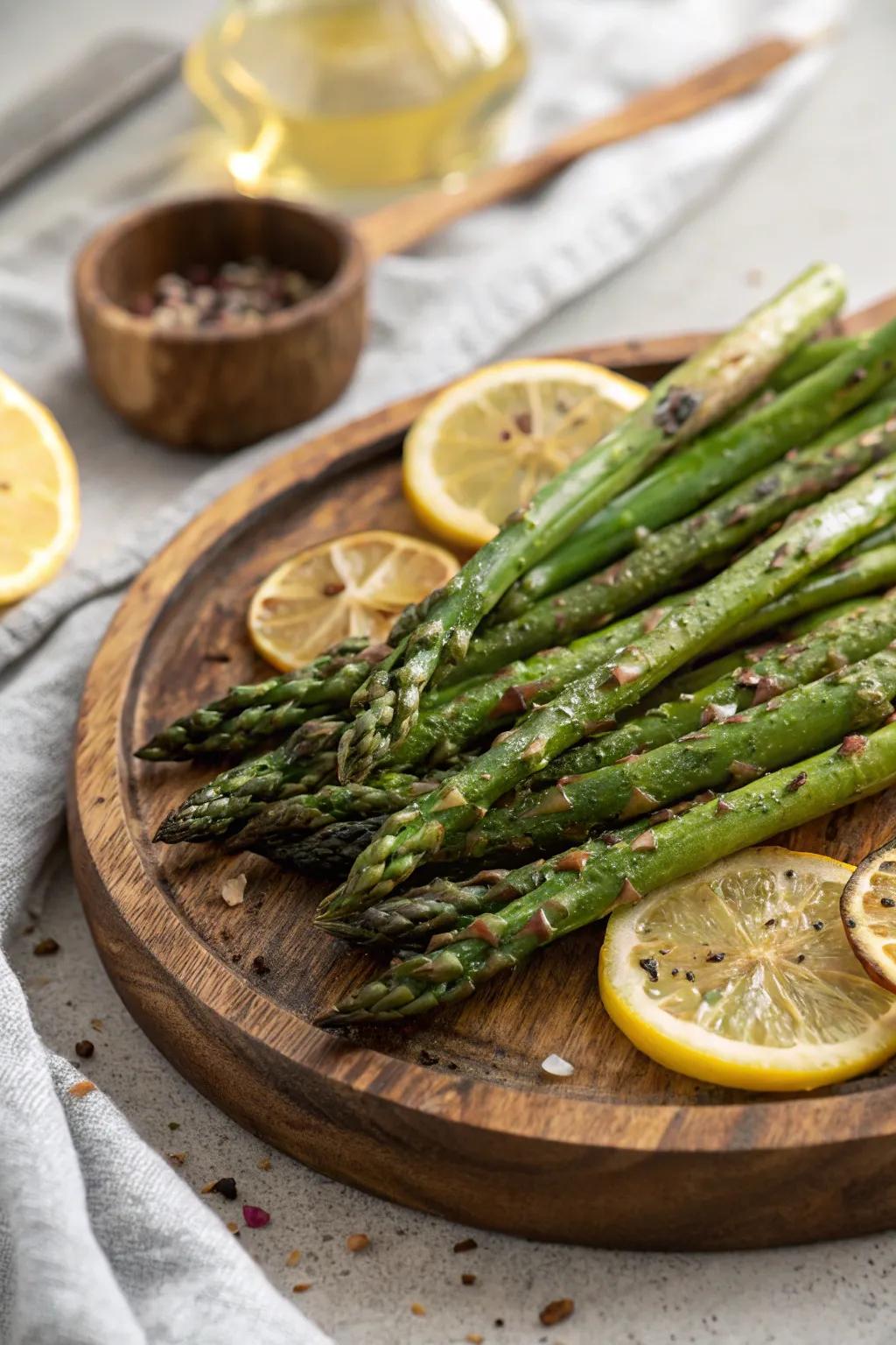 Crisp cooked asparagus with a hint of citrus.
