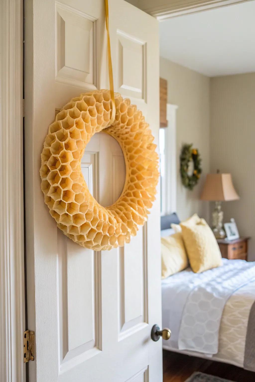 Sophisticate your space using a honeycomb wreath.