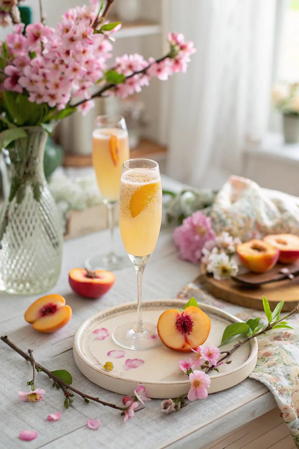 Nectarine cocktail, a refreshing drink for Easter brunch.