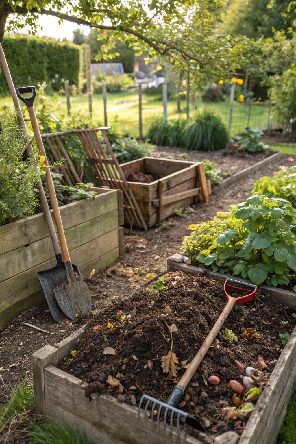 Eco-friendly ways, such as composting, improves the health of the garden.