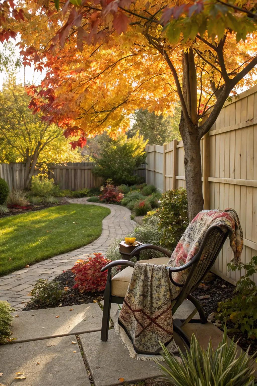 A snug reading corner is the ideal escape in an autumn garden.