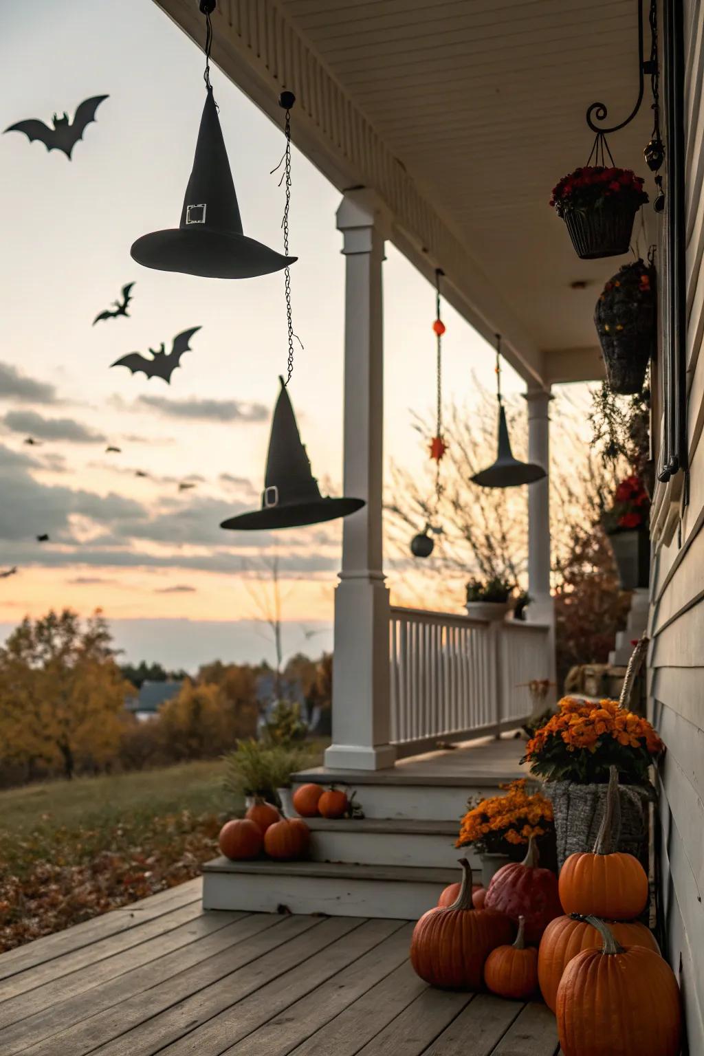 Understated Hallowe'en clues append playful sensations to the fall veranda aesthetic.