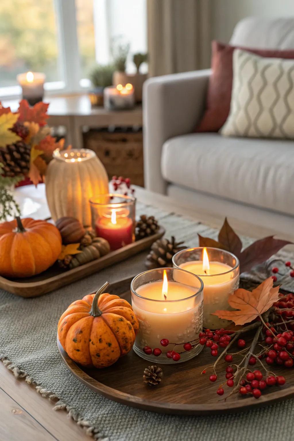 Fragrant flames append coziness and aroma to your fall table.