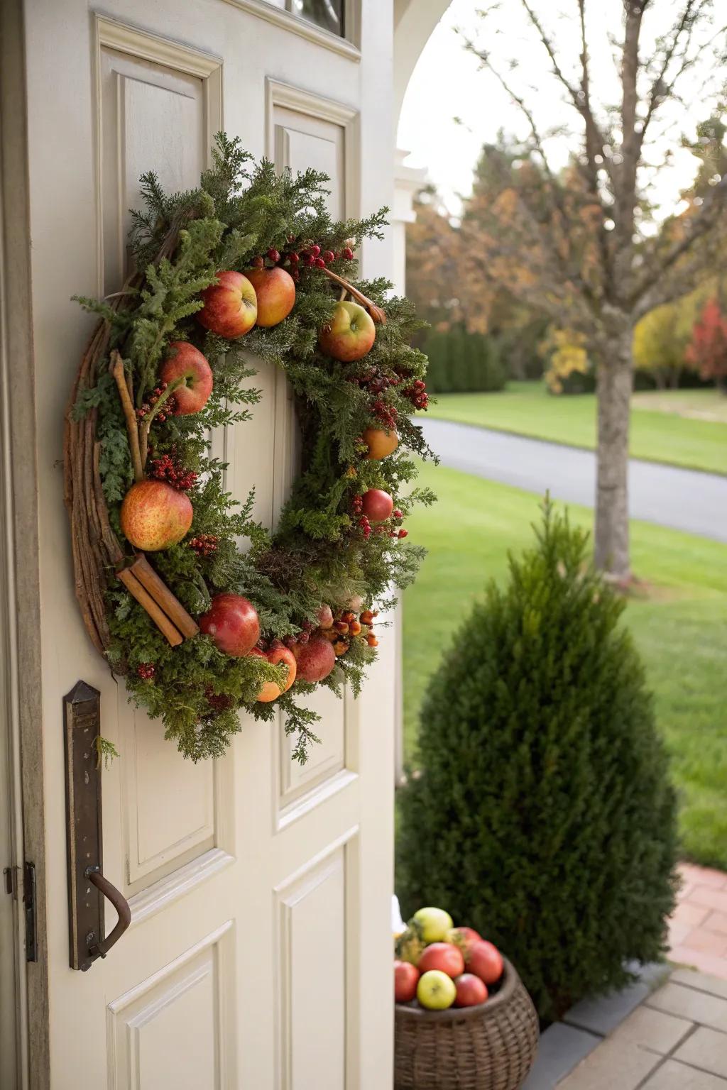 Fruits and spice create a delightful and fragrant garland.