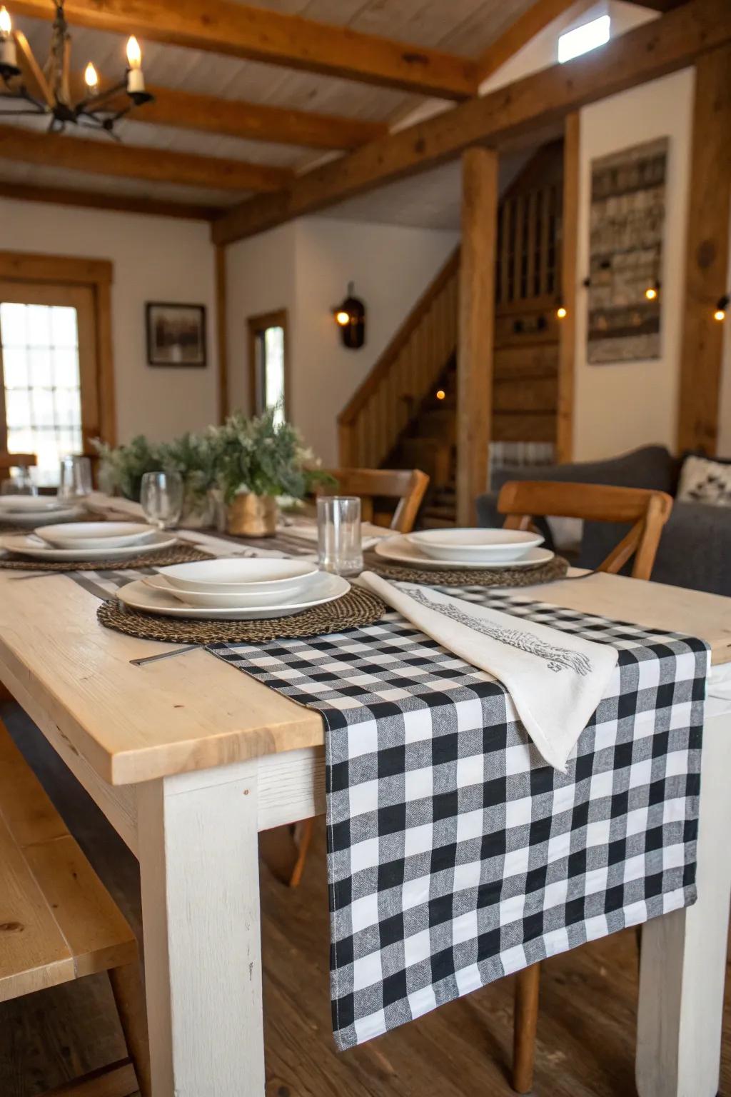 Checkered accents deliver a timeless country impression.
