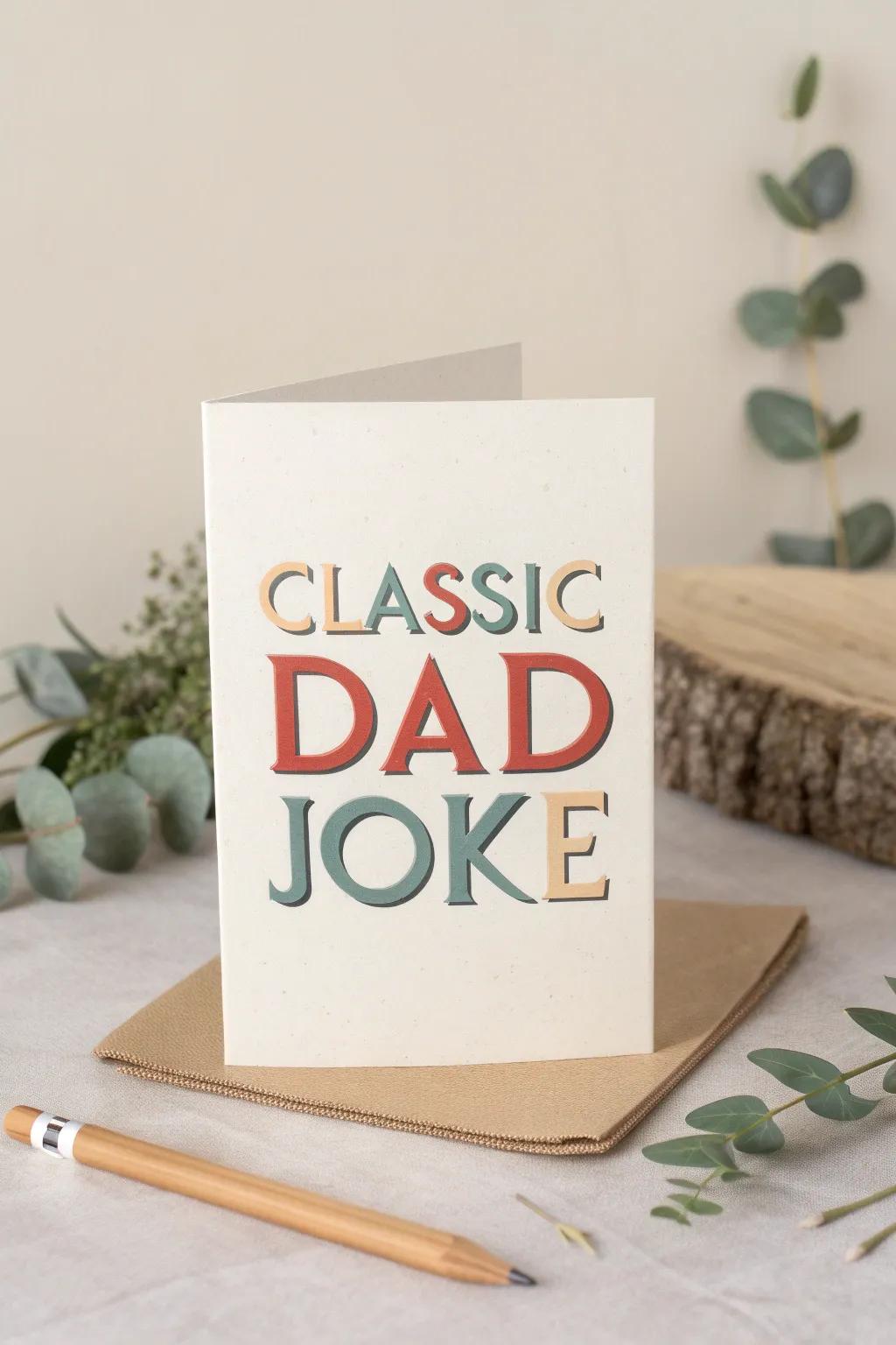 Celebrate Father's Day using a hint of humor plus style. This minimalist dad jest card is certain to bring a smile!