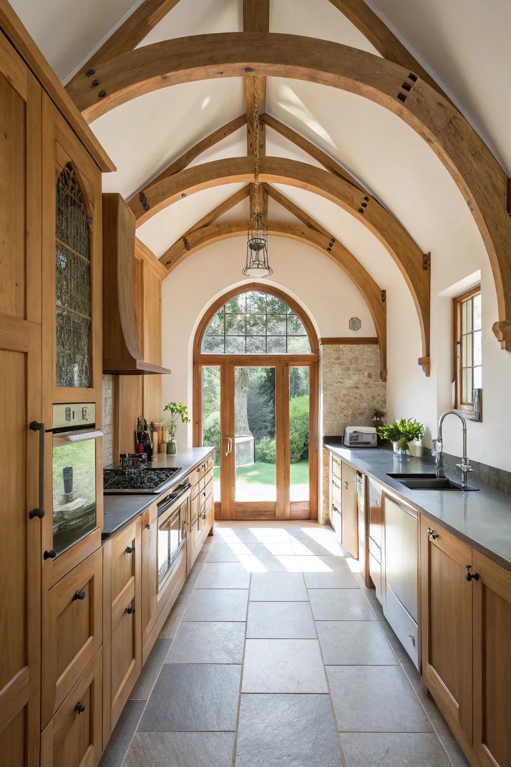 Distinct architectural details that add character to the kitchen design.