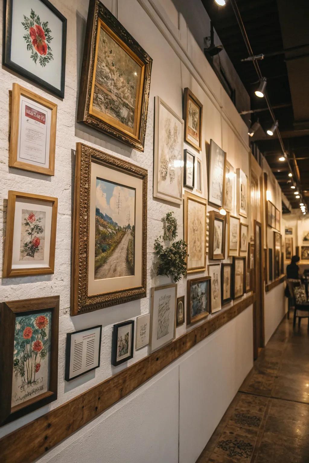 A curated photo arrangement creates a personal and stylish point of interest.