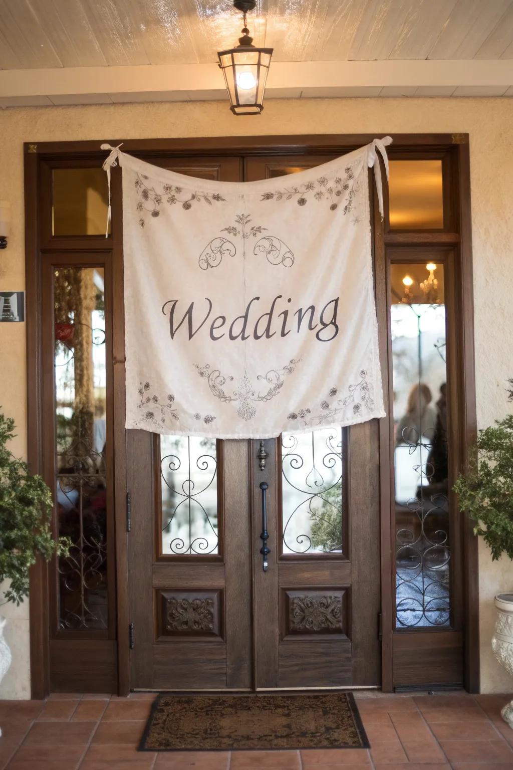 Material signs infuse a personal and jubilant nuance to your wedding entrance.