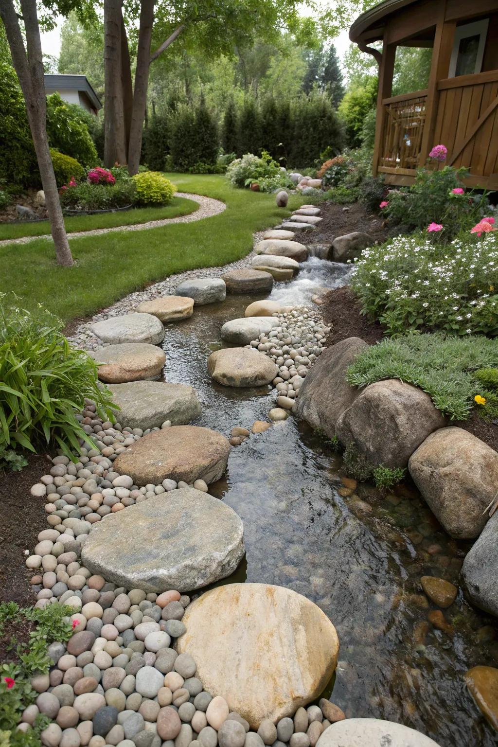 Pavers inject charm into stone-lined pathways.
