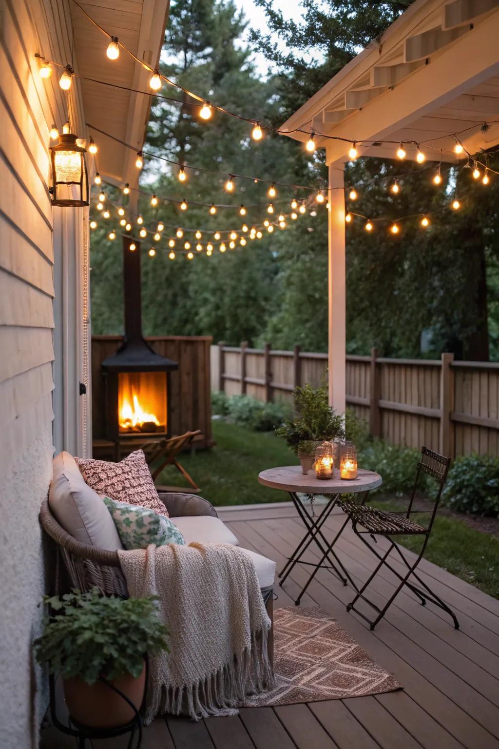 Filament illumination appends a magical and secluded ambiance to a porch.