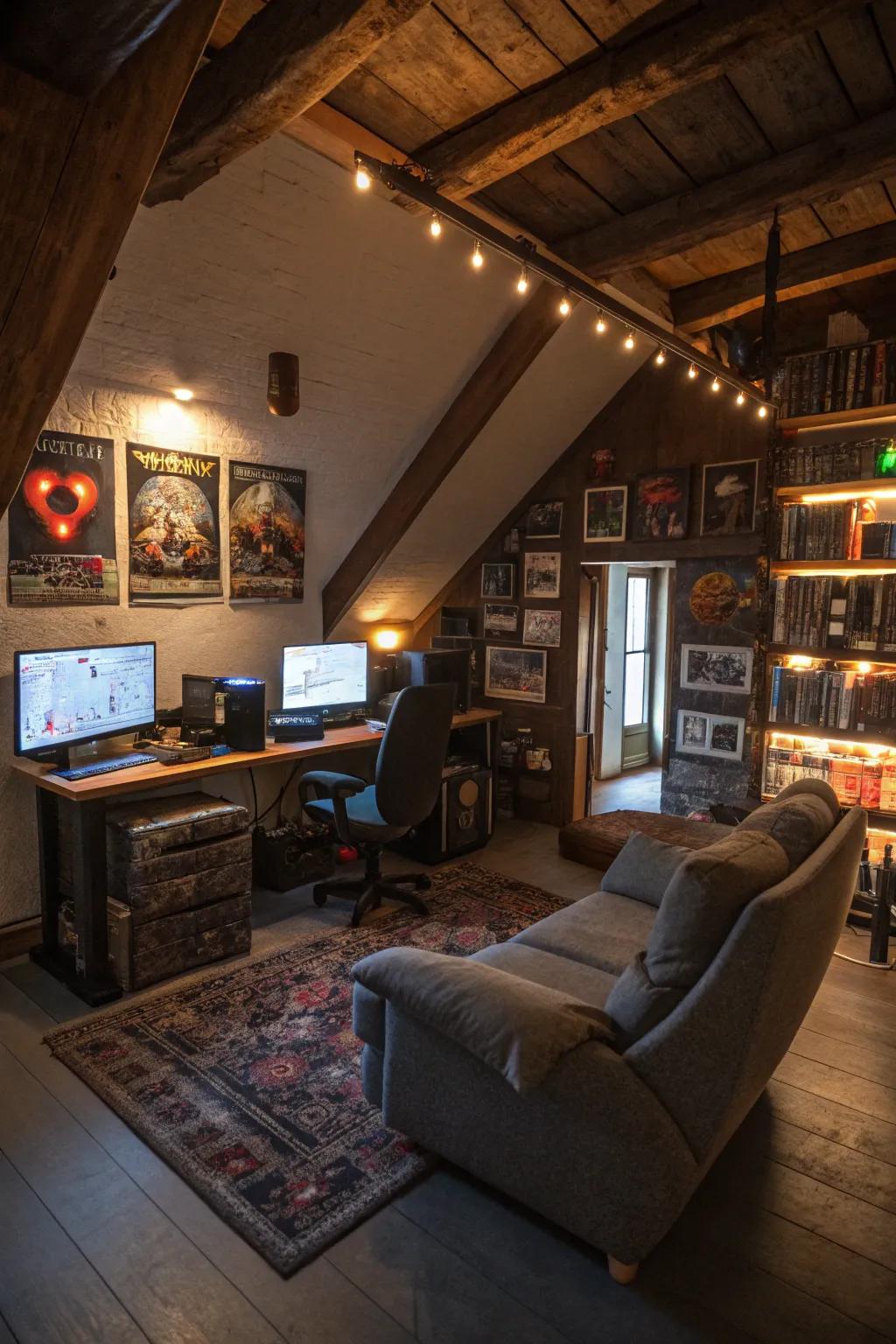 Unearth your escape in an attic gaming hideaway.