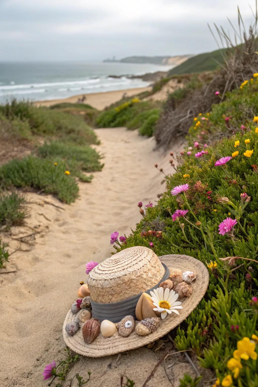Seashore peacefulness hat featuring coastal inspirations.