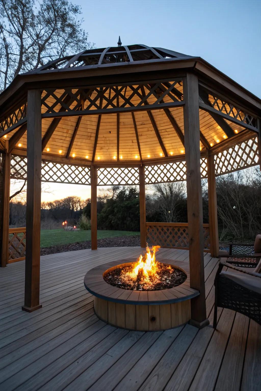 A heat well provides warmth and acts as an enthralling focal point.