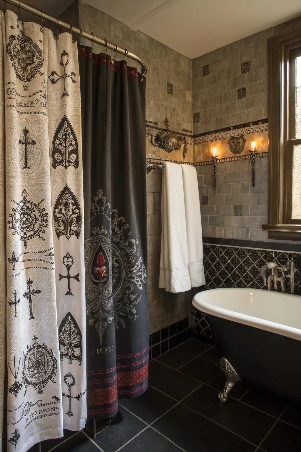 Gothic-themed cloths add a well-matched and stylish touch.