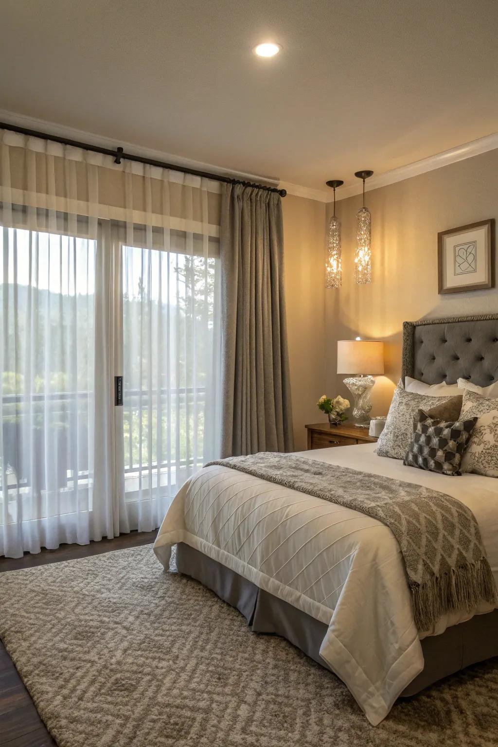 Layered window décor delivers elegance and utility.